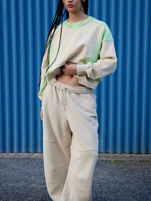 'Nocturne' Cropped Colour Block Sweatshirt - Celes Fashion